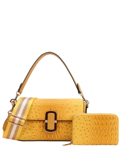 2in1 Croc Shoulder & Crossbody Bag with Wallet TE-1131A YELLOW